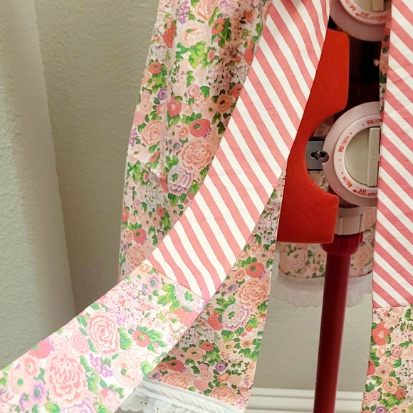 Floral & Stripes Vintage Cottage Kitchen Half Apron, Pink, White Size M-XL - Picture 5 of 5